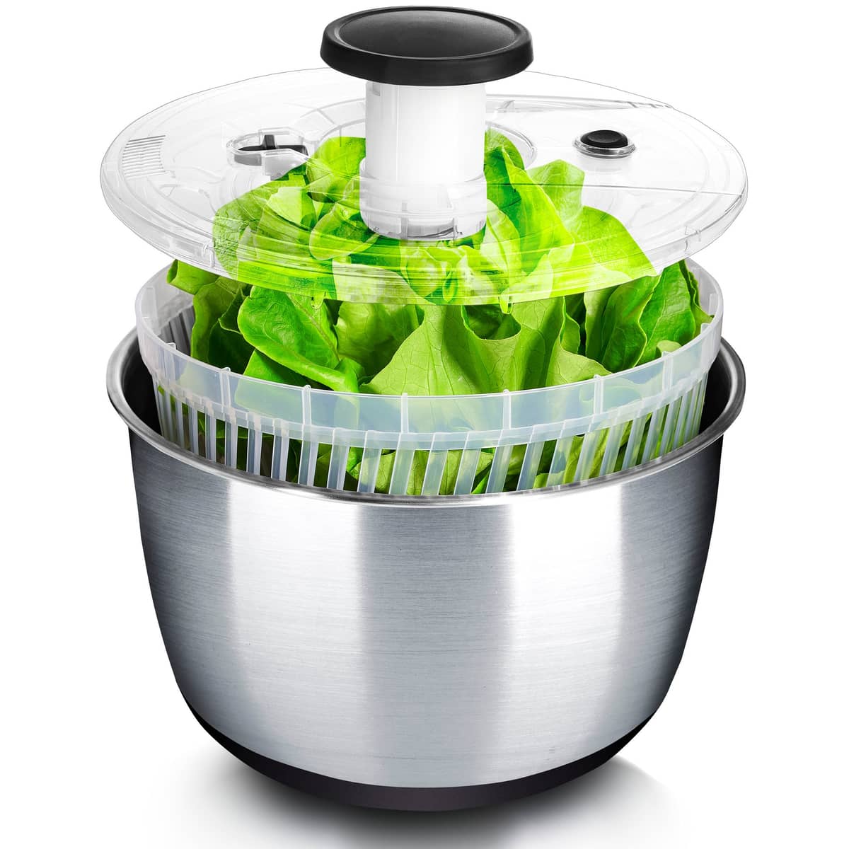 Stainless Steel salatslynge med pumpe 6L