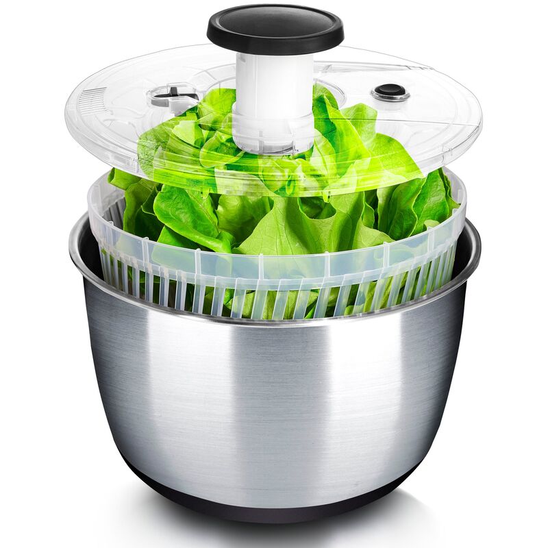 Salatslynge med pumpe 6 liter, rustfrit stål