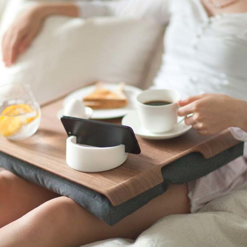 Laptray Anti-Slip Bakke Valnød/Grå