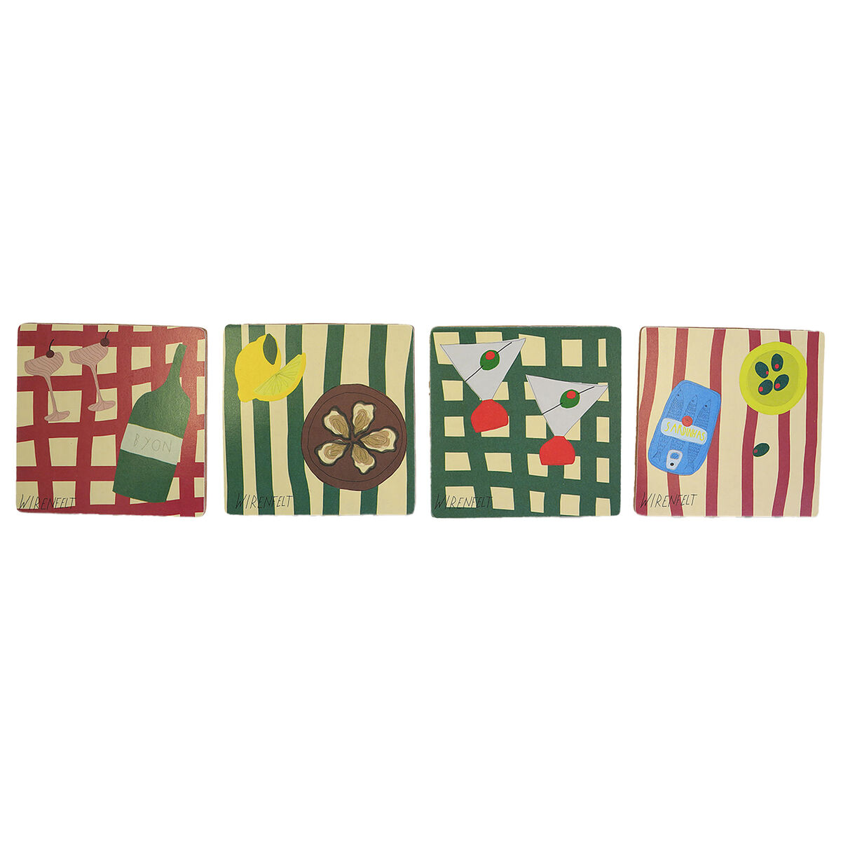 Sera glasunderlägg 4-pack, grön/röd