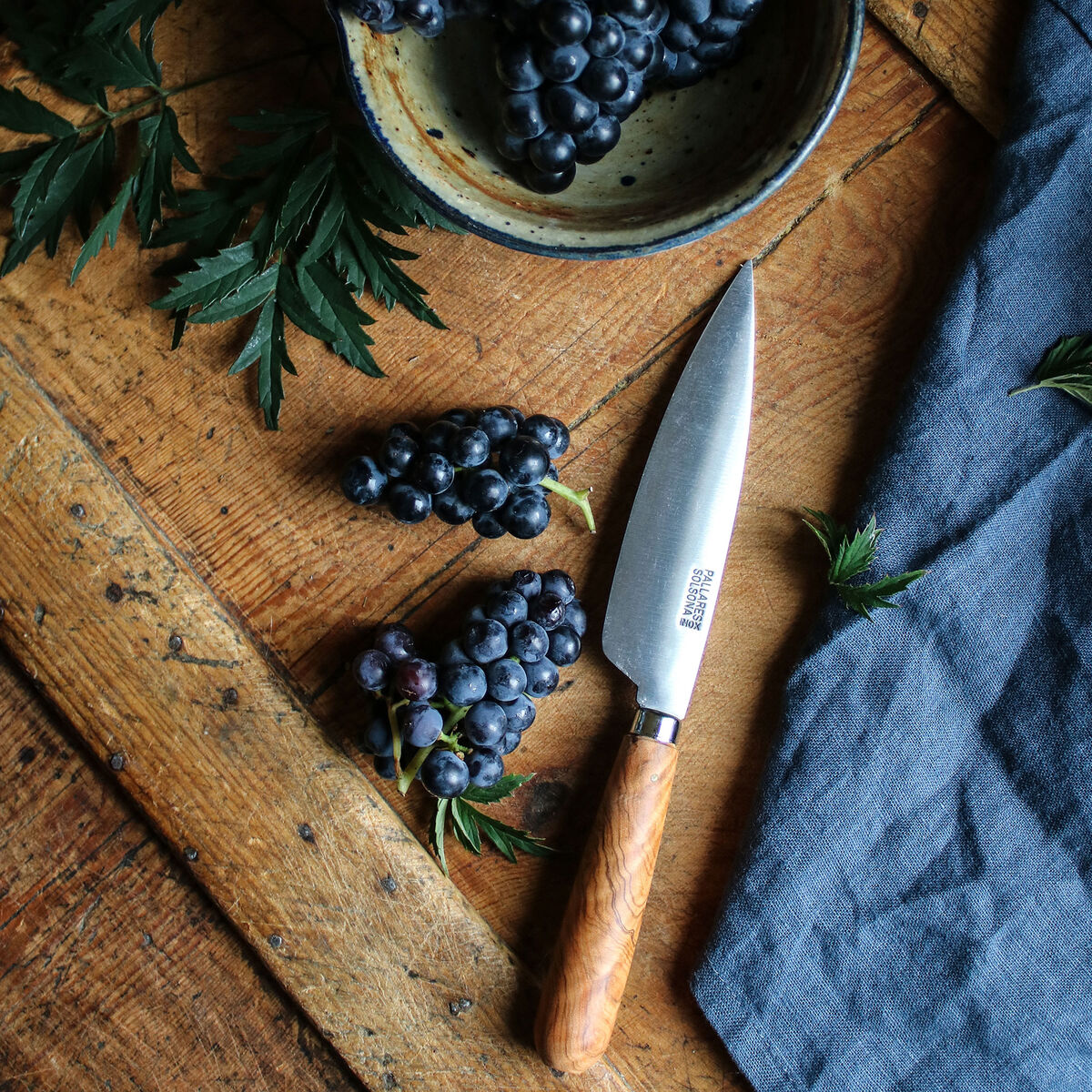 Køkkenkniv 13 cm, rustfrit stål/oliventræ