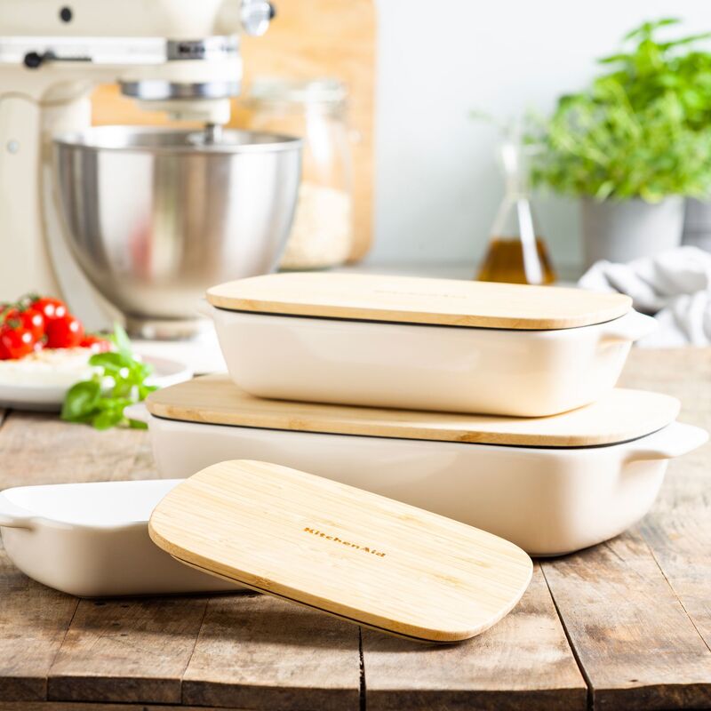 Ovnsform med lokk 39x23,5x7,5 cm, creme