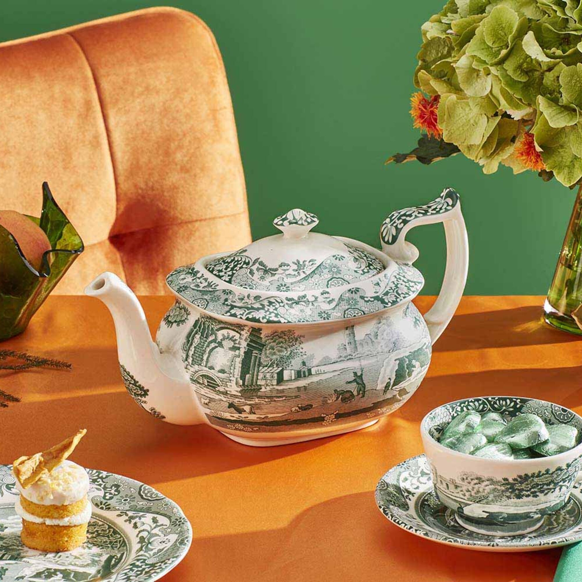 Heritage Green Italian teekannu, vihreä/valkoinen