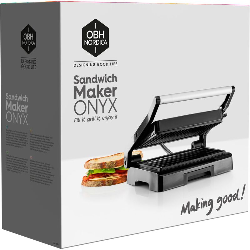 Onyx panini- och smörgåsgrill, svart