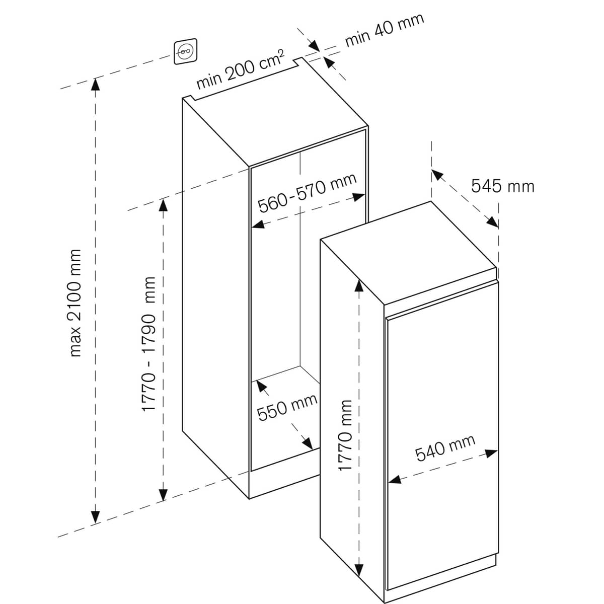 LRD603UBNPVC/20 kylskåp integrerat 177 cm