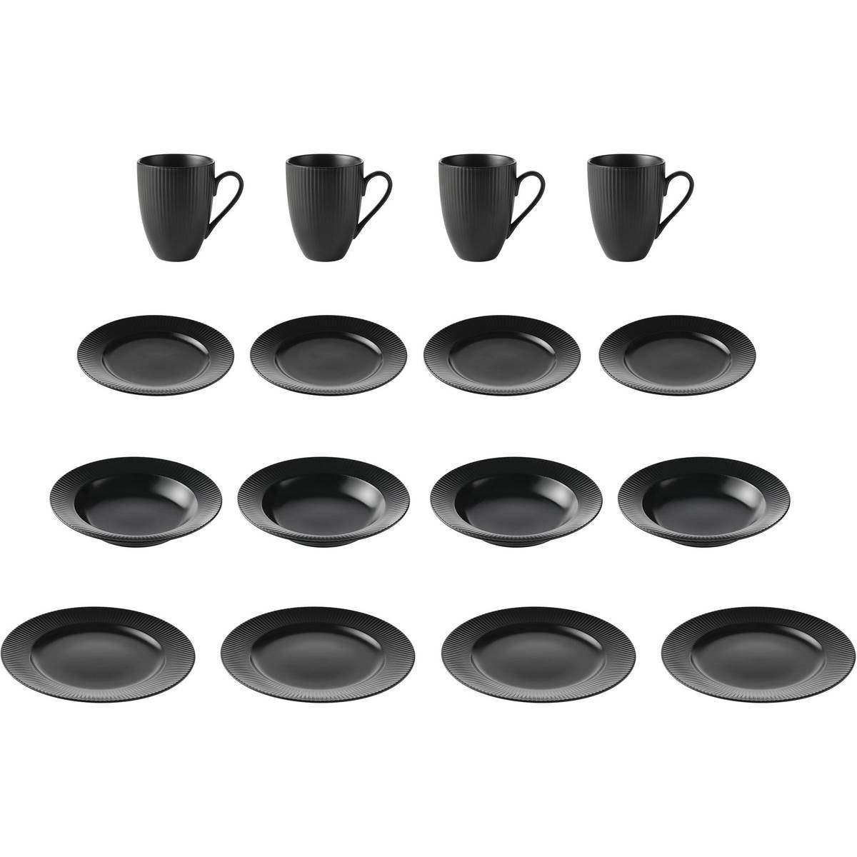 Groovy tallriksset 16 delar svart