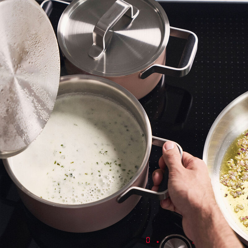 Pure grytset 3 delar + 2 lock, rostfritt stål, rosa