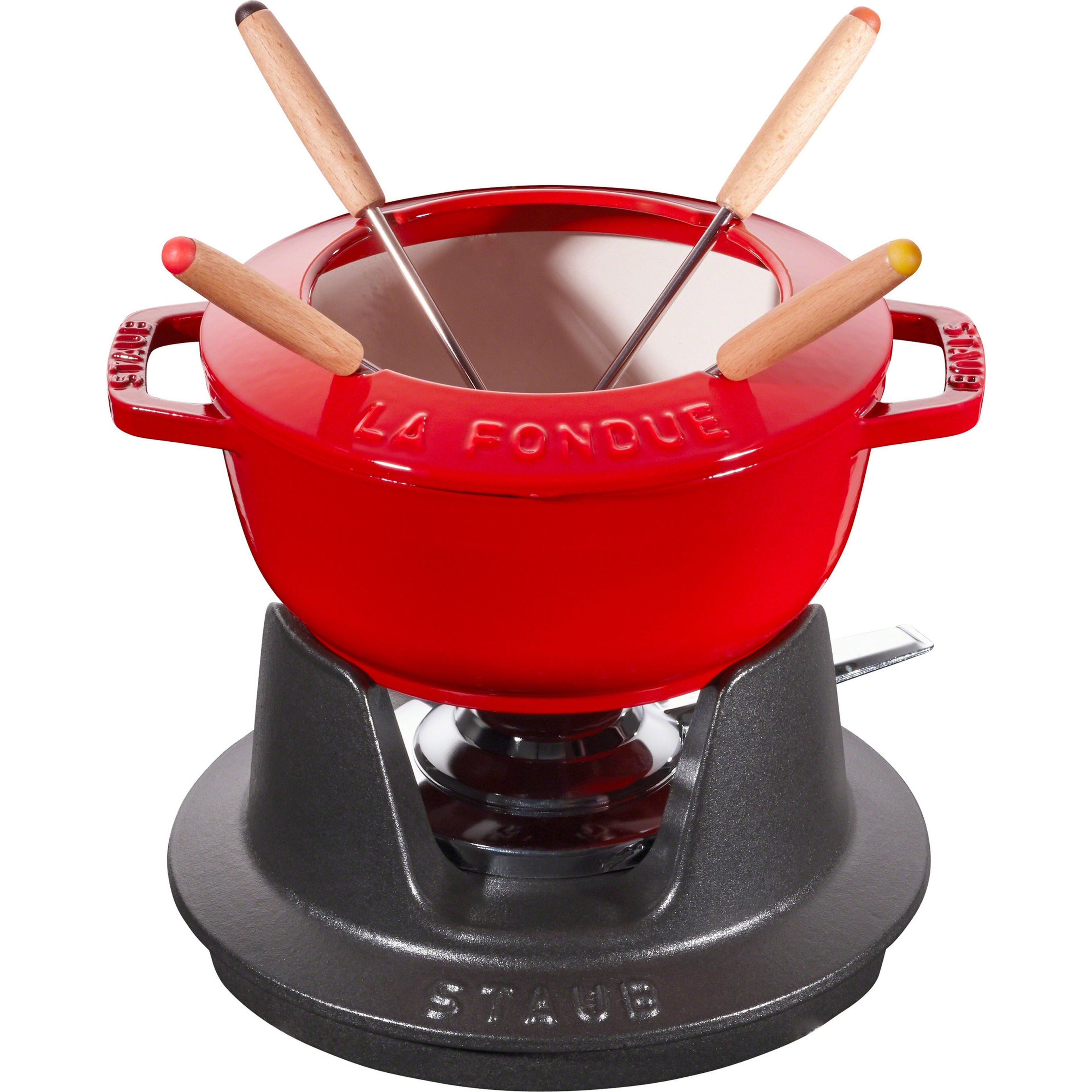Fondue set 16 cm röd med creme insida