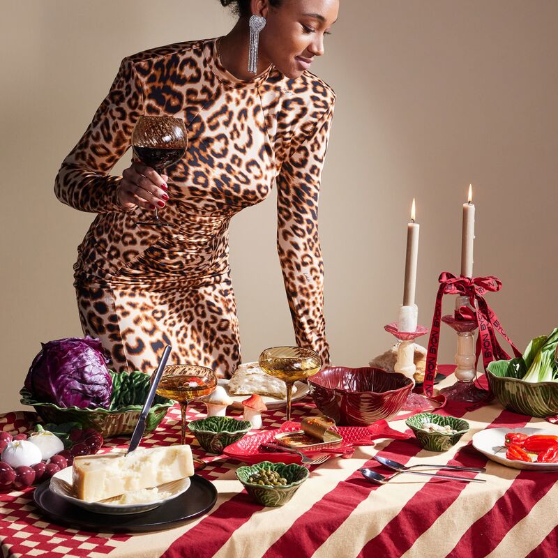 Love bordsduk 150x280 cm, röd/sand