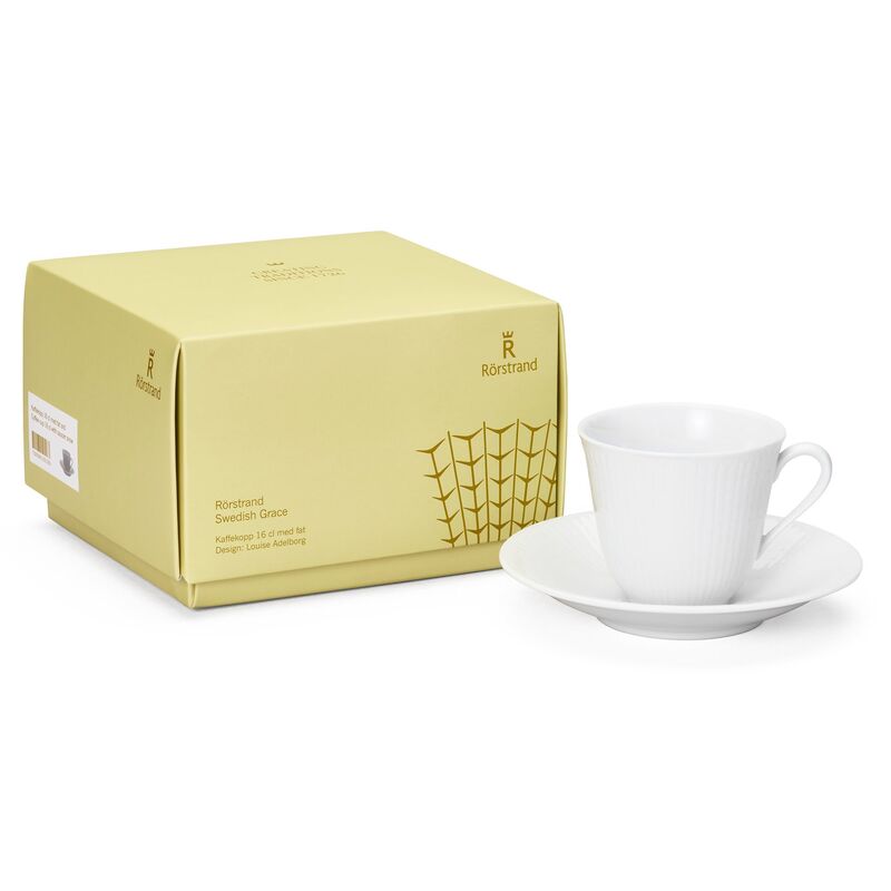 Swedish Grace kahvikuppi ja lautanen 16 cl, lumi