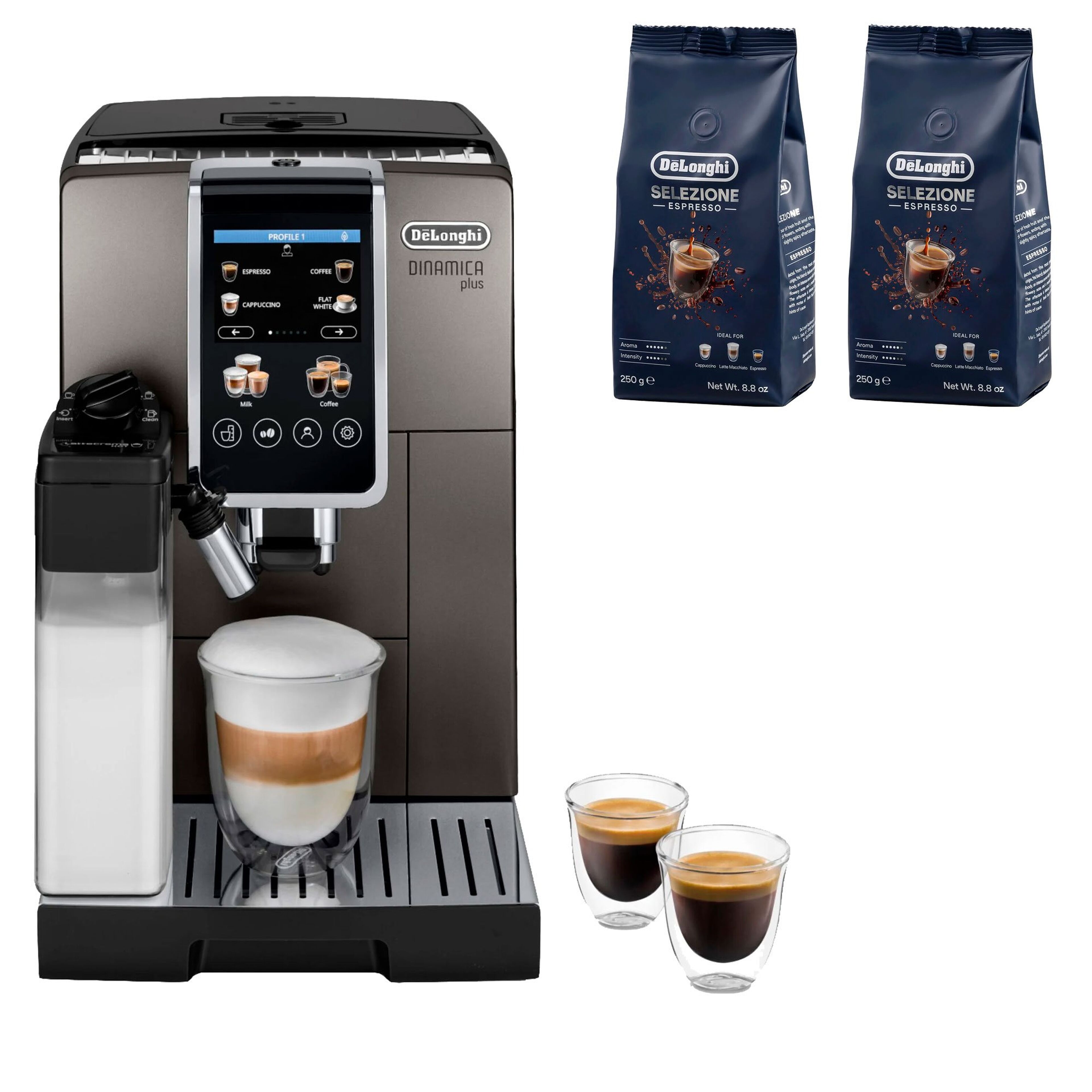 Delonghi Dinamica Plus kaffemaskin & 2 poser kaffebønner DLSC600