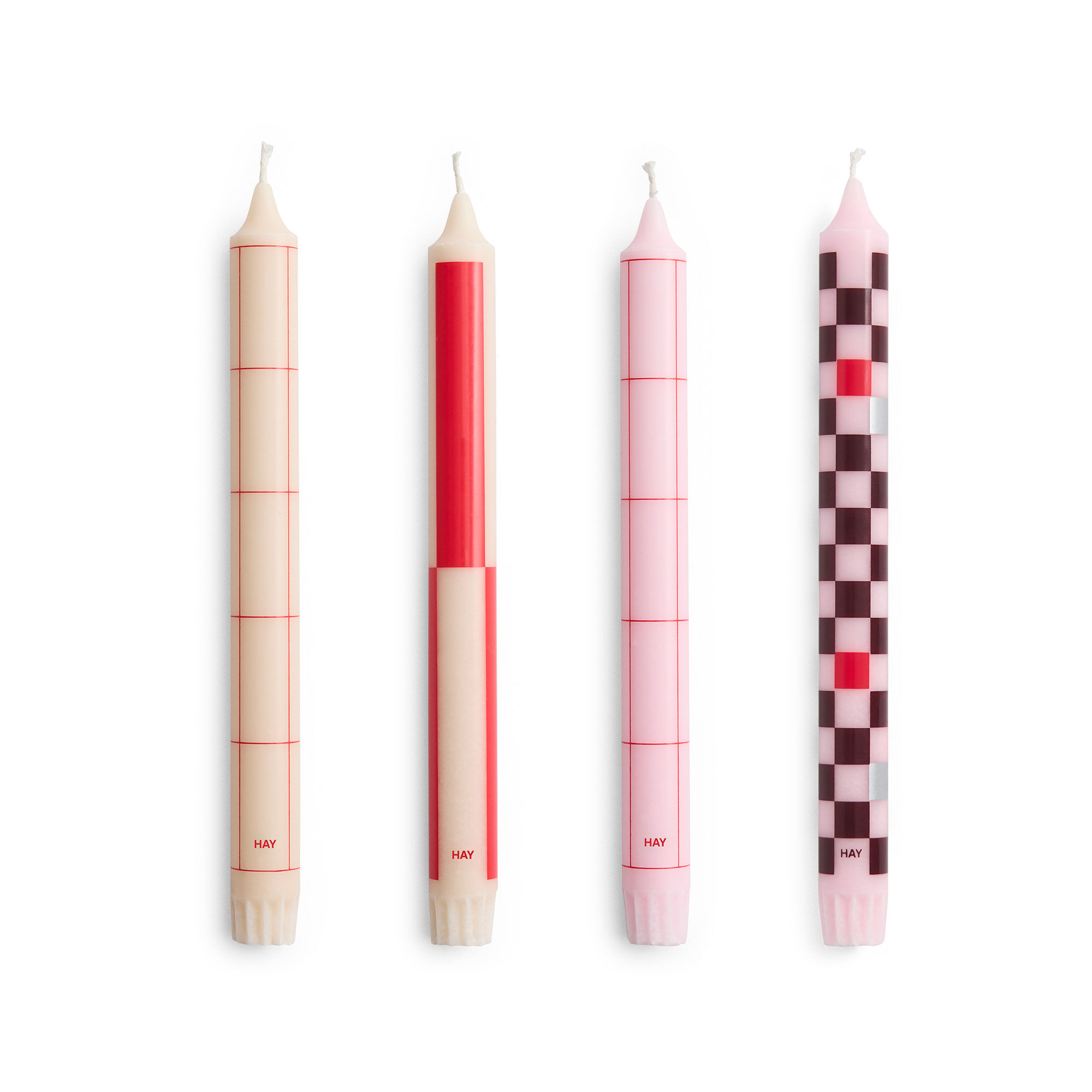 HAY Pattern Stearinlys Reds Bordeaux 4 stk.