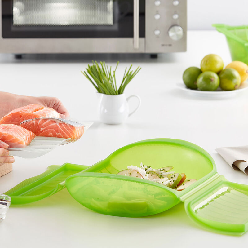 Ångkokare till mikrovågsugn, grön