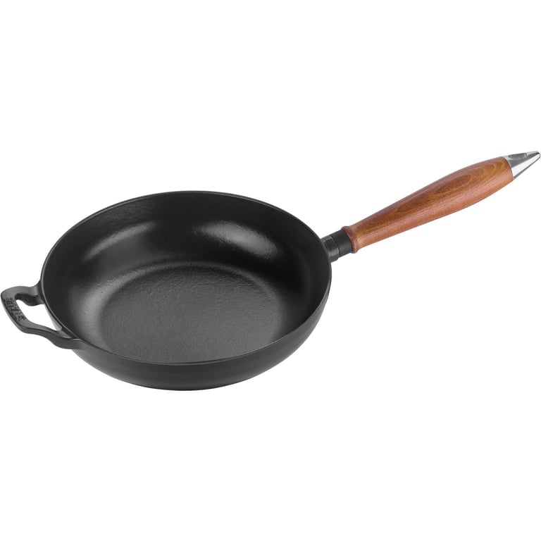 Vintage Stegepande med træhåndtag 24 cm.