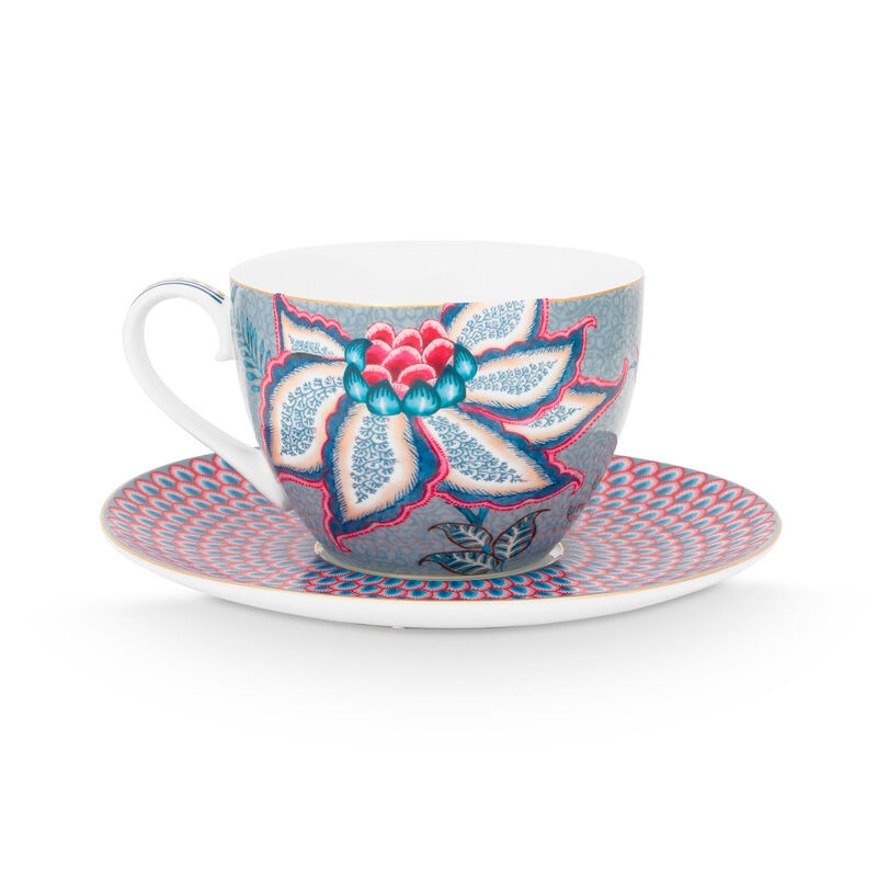 PIP Studio Flower Festival cappuccinokopp 2-pakning, blå