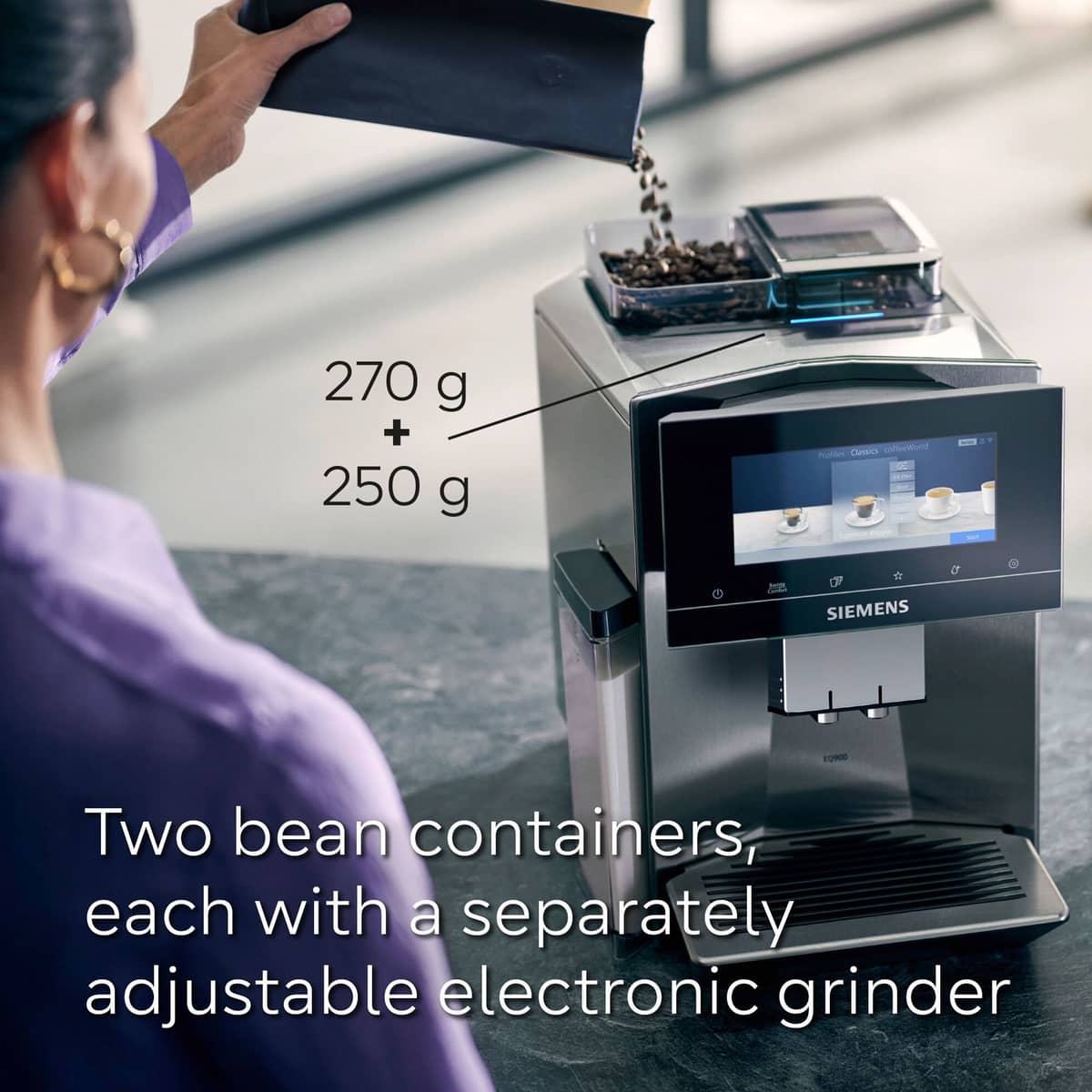 EQ900 Täysautomaattinen espressokeitin, ruostumaton teräs