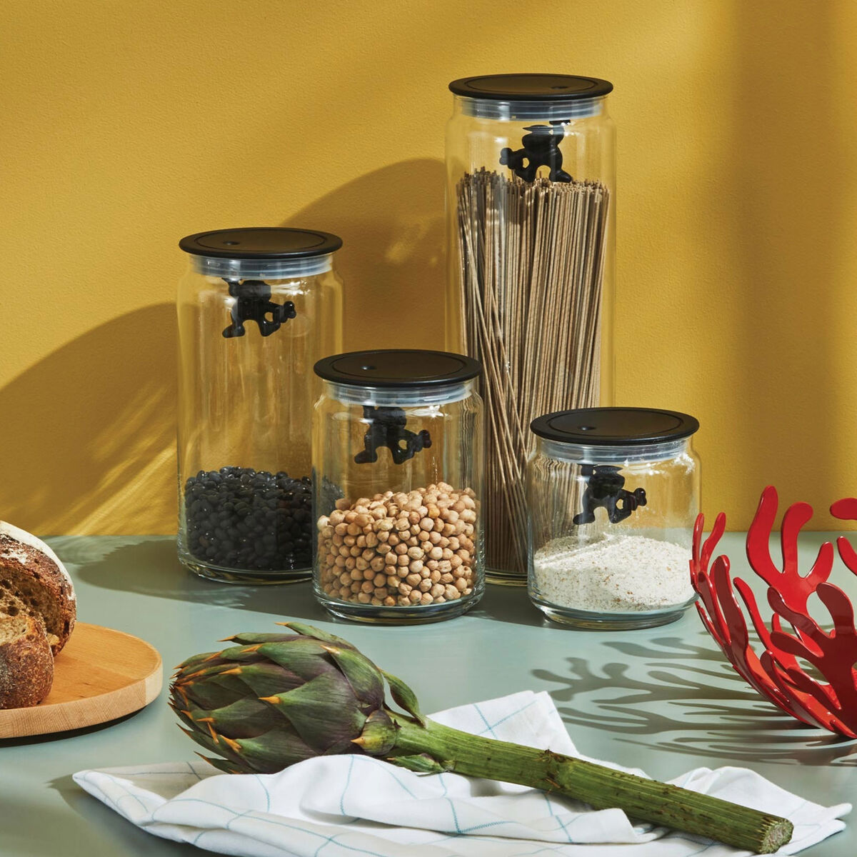 Gianni Glasskrukke med Lokk Svart 70 cl