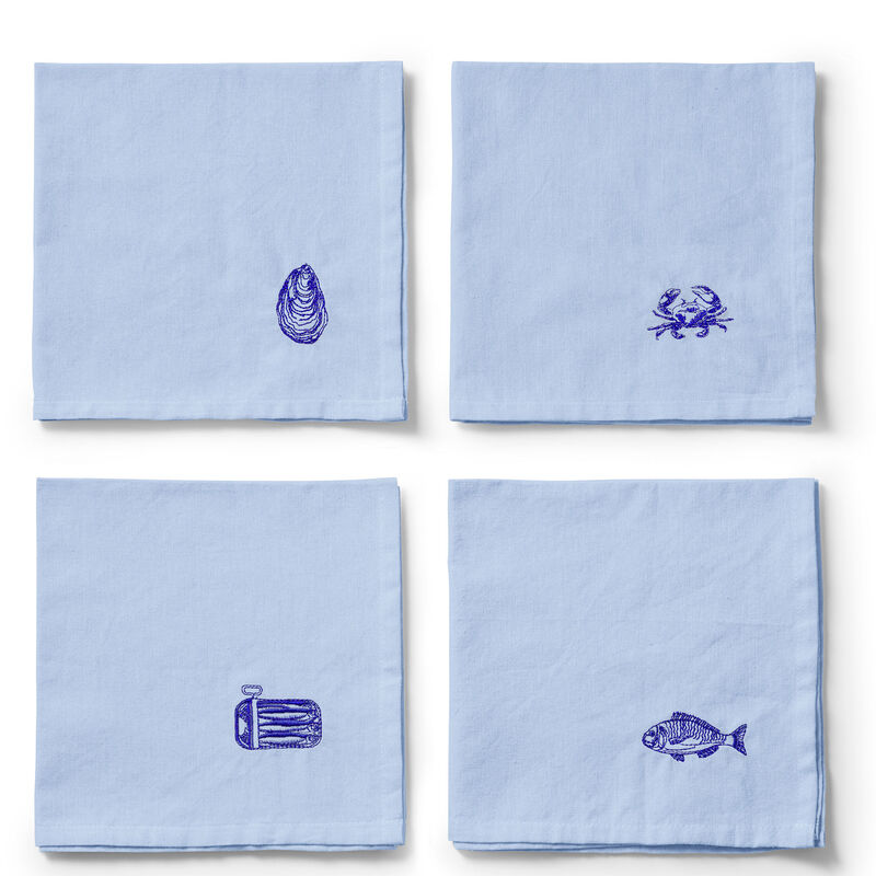 Midnatt Josefin La Mer serviett 40×40 cm 4-pakning, blå