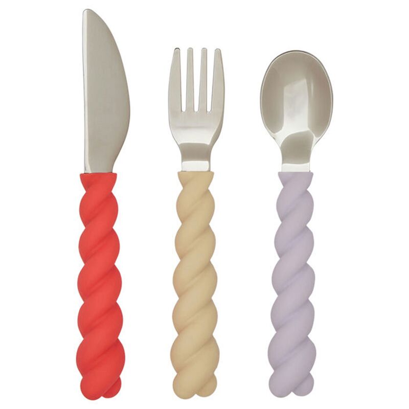 OYOY Mini Mellow børnebestik, lavender/vanilla/red