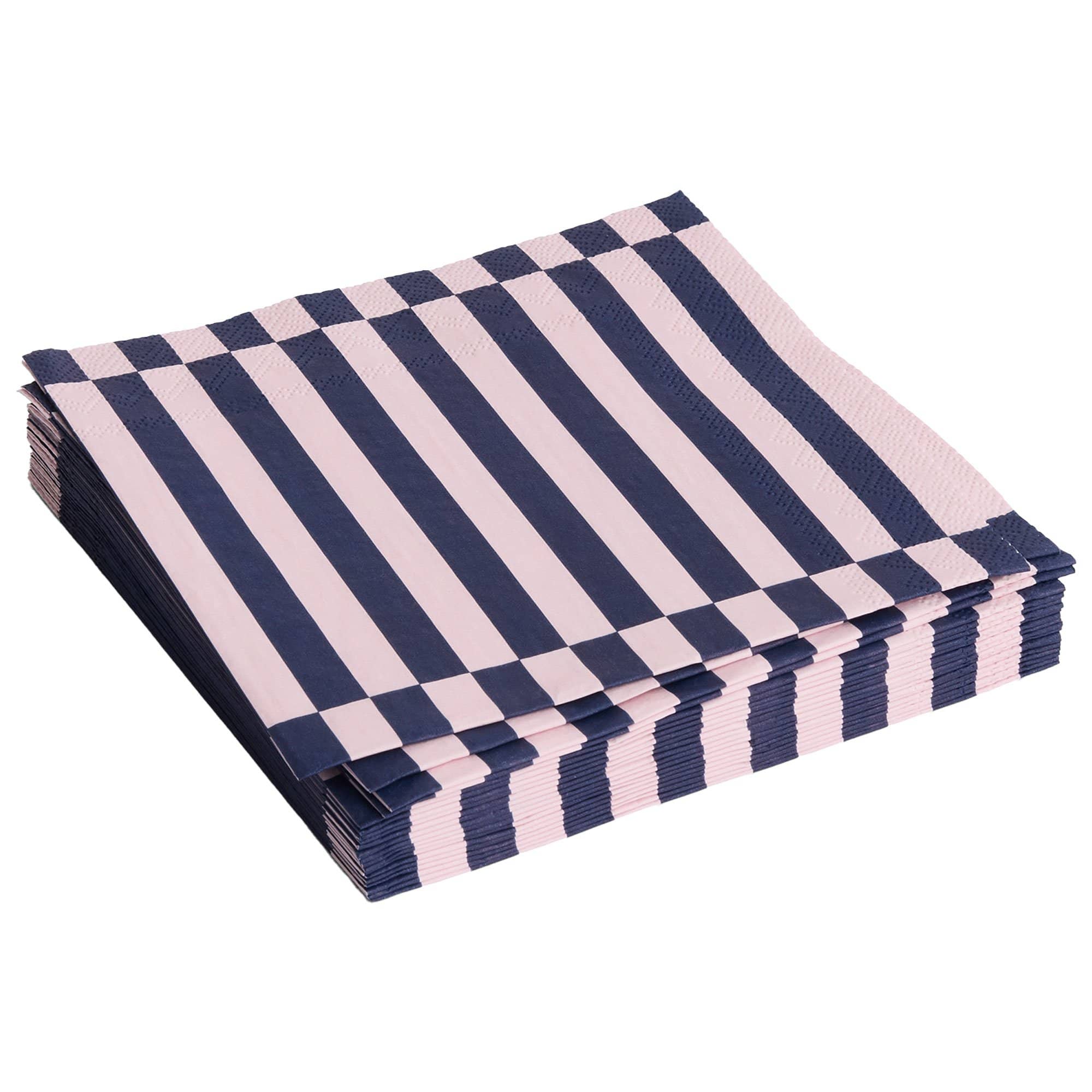 Produktfoto för HAY - Pattern Napkins - Servetter av tyg - Light Pink and Dark Blue - Pillar Stripe / Set of 20 - Dinner - W40 x D40 cm