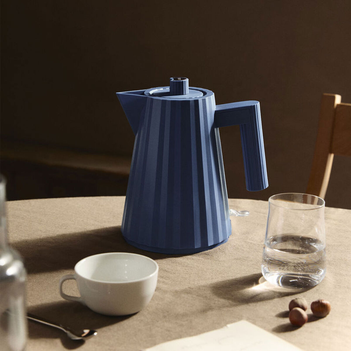 Plissé elektrisk vattenkokare 1 liter, blå