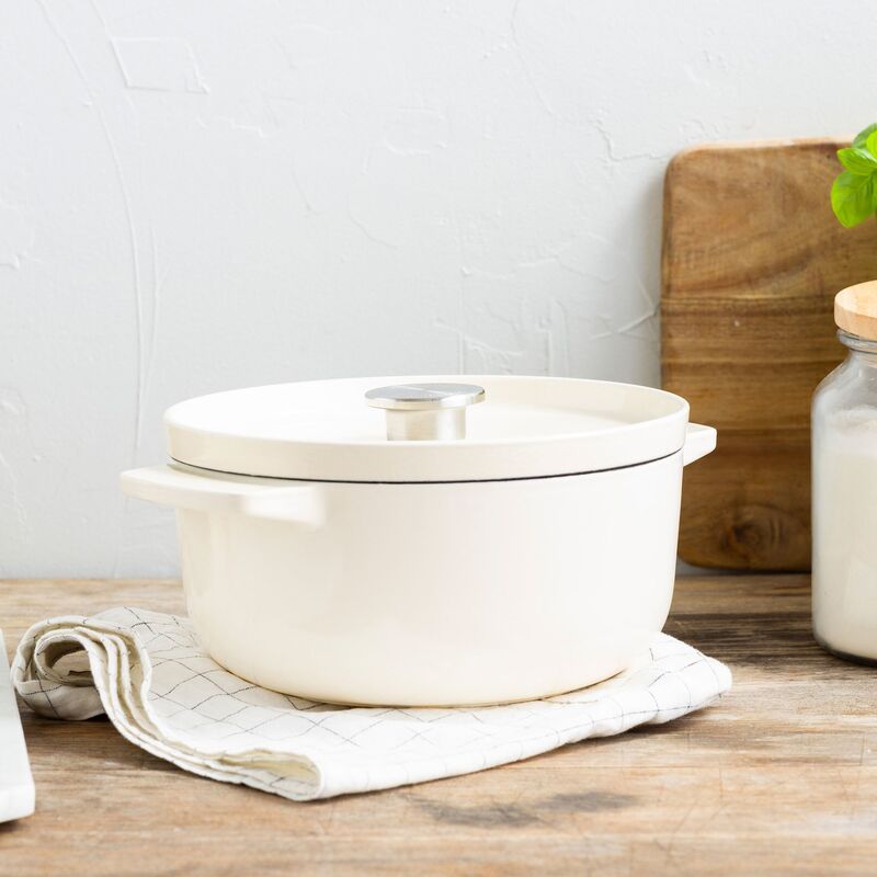 Støbejernsgryde 22 cm/3,3 liter, almond cream
