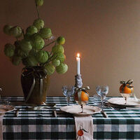 Elsa dug 180×145 cm, grøn/beige