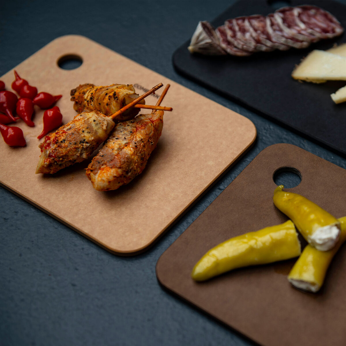 Skærebræt, brun, 2 stk.