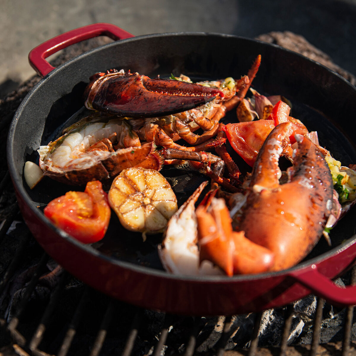 Combekk støbejernsstegepande Ø28 cm, bordeaux