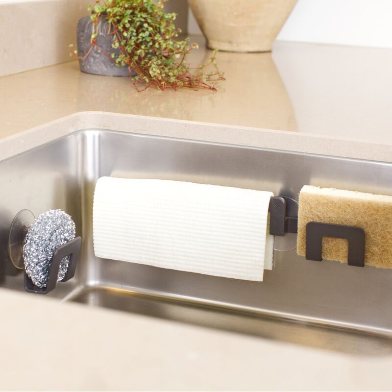 Holder for oppvaskklut og svamp, svart