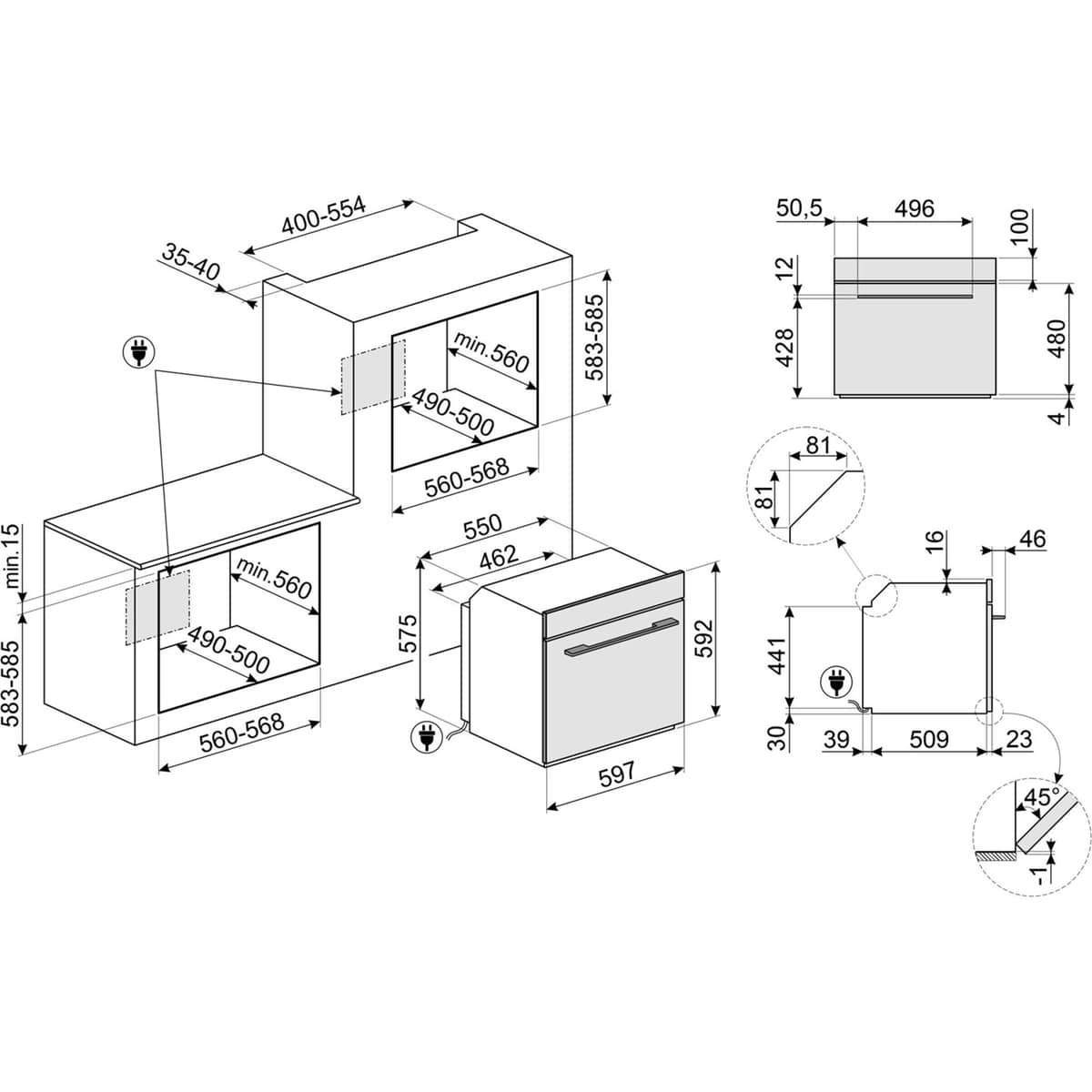 SO6104APB3 Linea integreret ovn 60 cm, sort