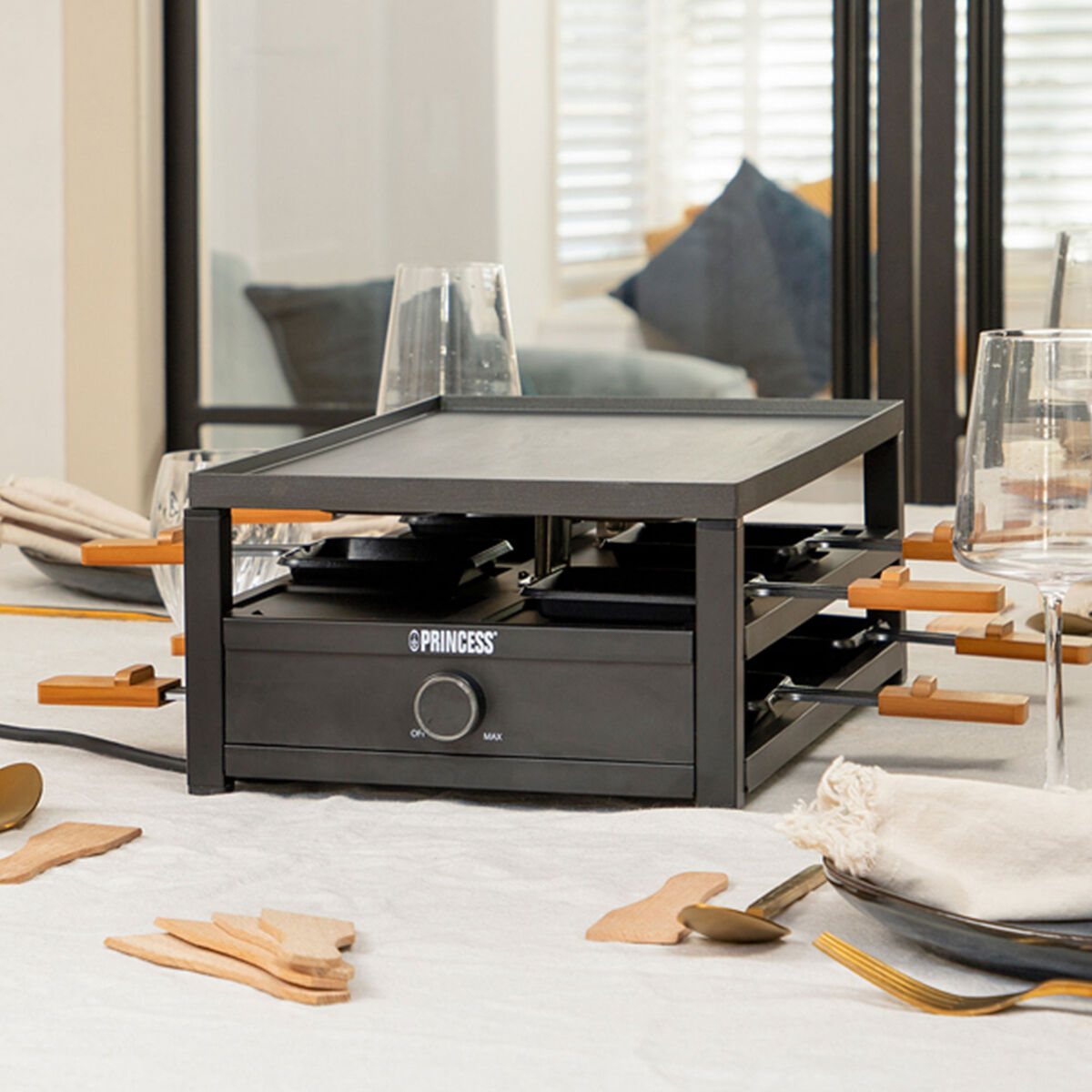 Princess Black Steel Raclette, 8 hengelle