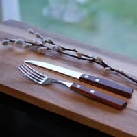 Steakbestik 12 dele, mørkt træ
