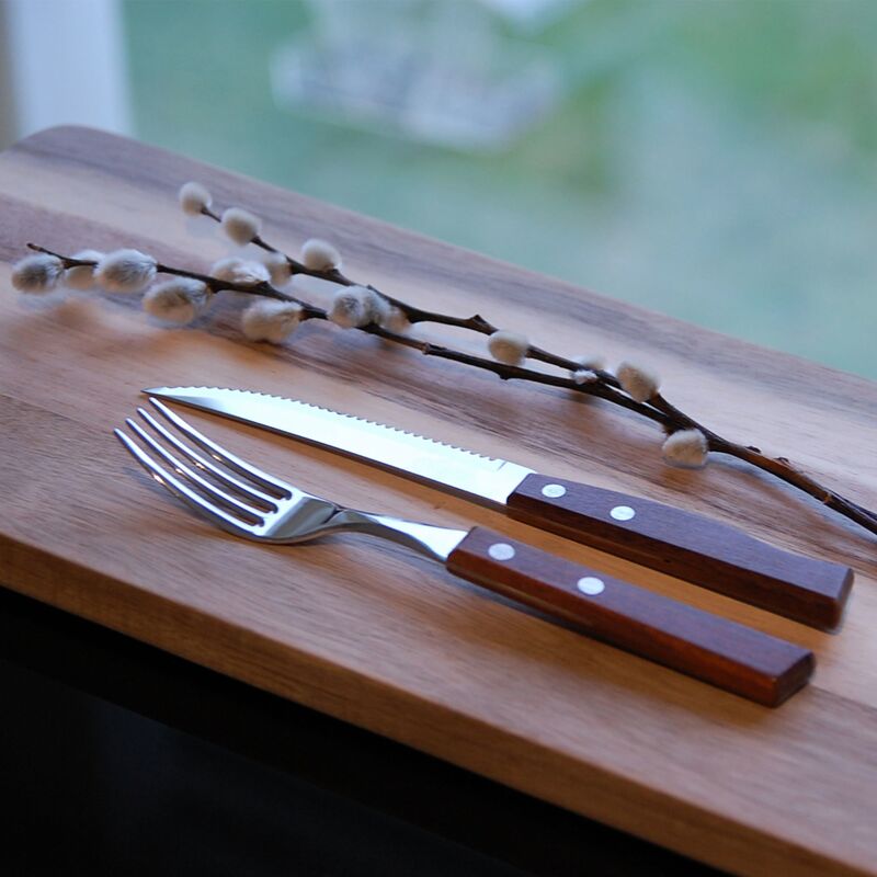 Steakbestik 12 dele, mørkt træ