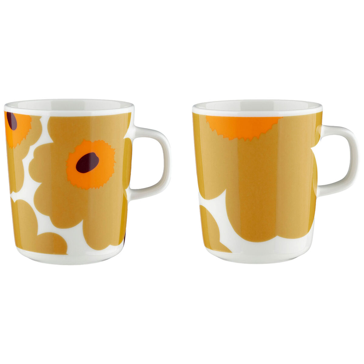 Marimekko Unikko krus 2,5 dl 2-pak, hvid/karamel/orange