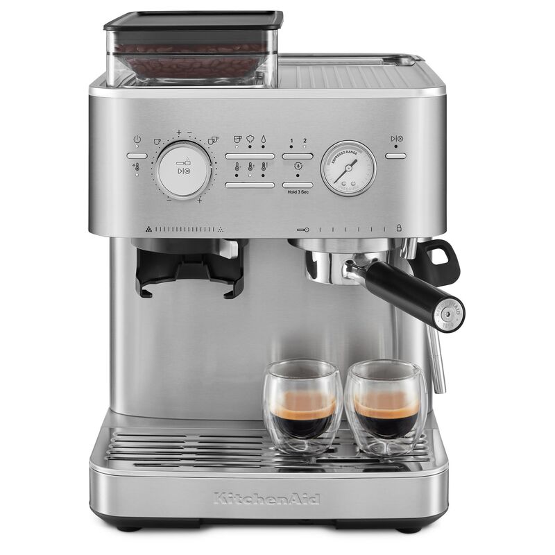 Espressomaskin med kaffekvarn, stainless steel