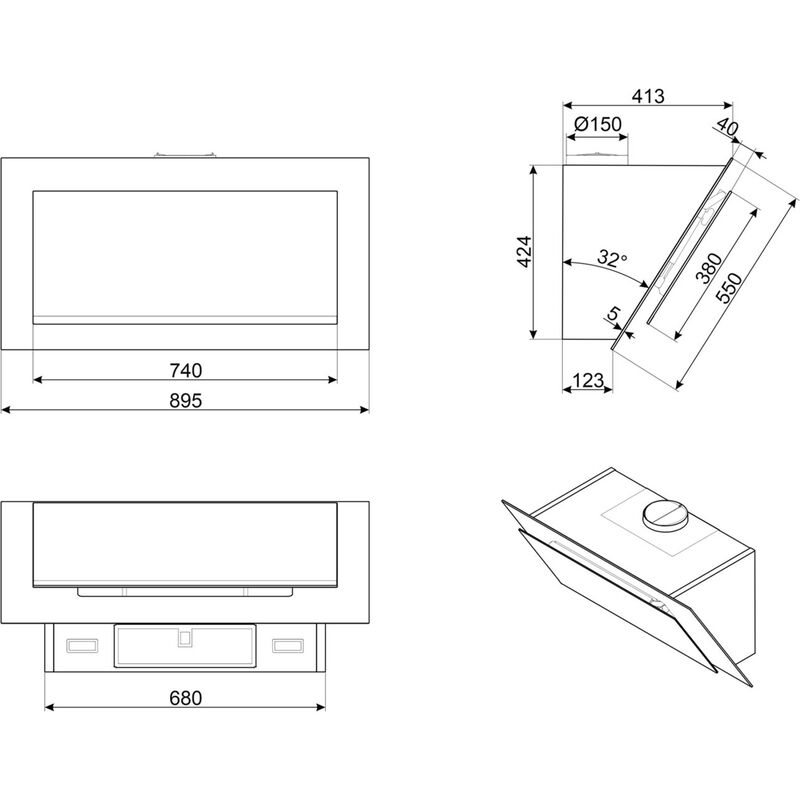 KV194B3 väggmonterad fläkt 90 cm, svart