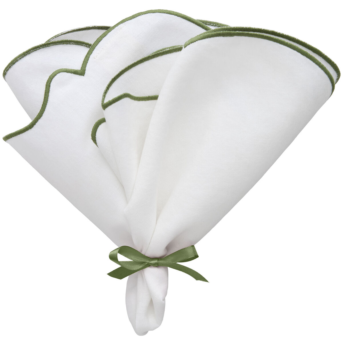 Gia servett 2-pack, vit/grön