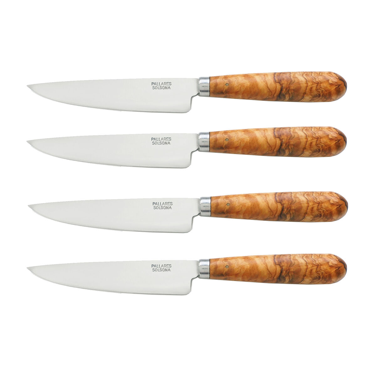 Köttkniv 22,5 cm 4-pack, rostfritt stål/olivträ