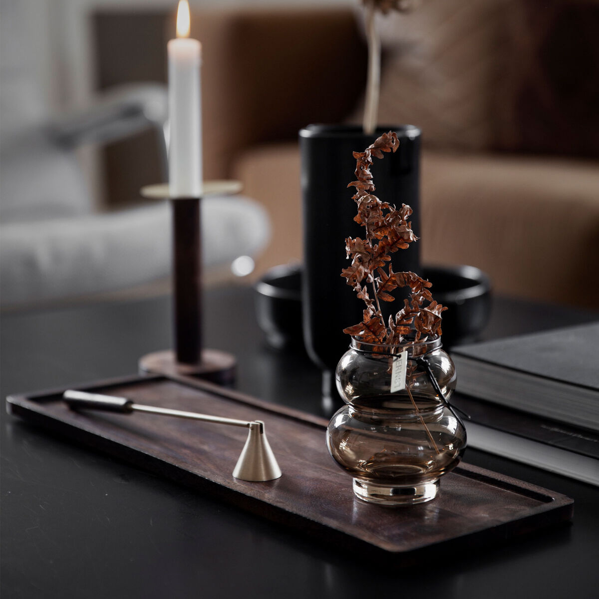 Træbakke Mørkebrun 15 x 45 cm.