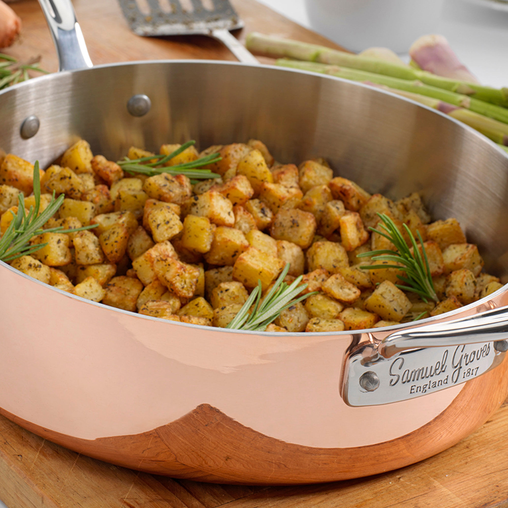 Paistokasari + kansi 26 cm, kupari