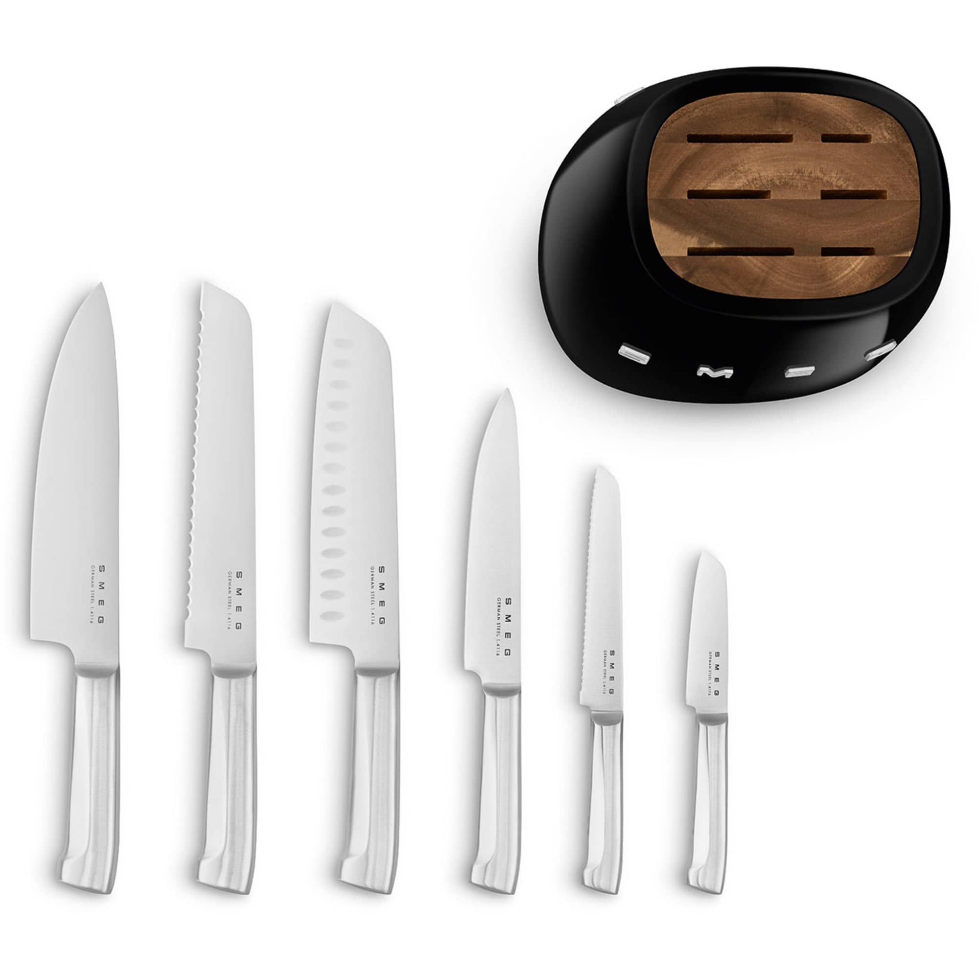 Knivblokk med kniver 6 stk, svart
