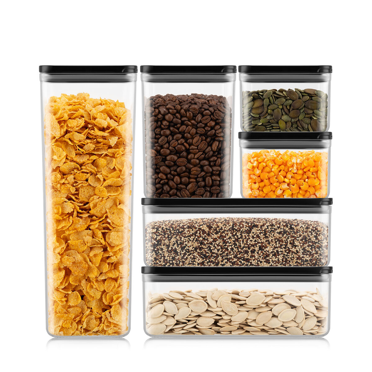 Canteen oppbevaringsbokser 6 deler, svart