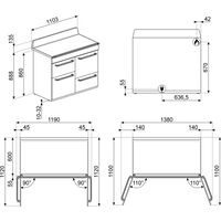 TR4110P1 10 Victoria gaskomfur med 3 ovne 110 cm, creme