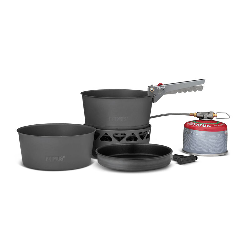 PrimeTech Stove Set stormkök med 2 kastruller 1,3 liter + stekpanna