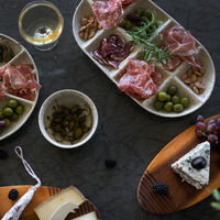 Ditte serveringsfad large, beige/bordeaux