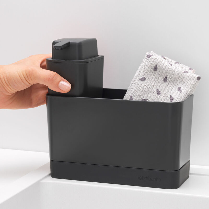 SinkSide diskorganisatör med tvålpump, mörkgrå