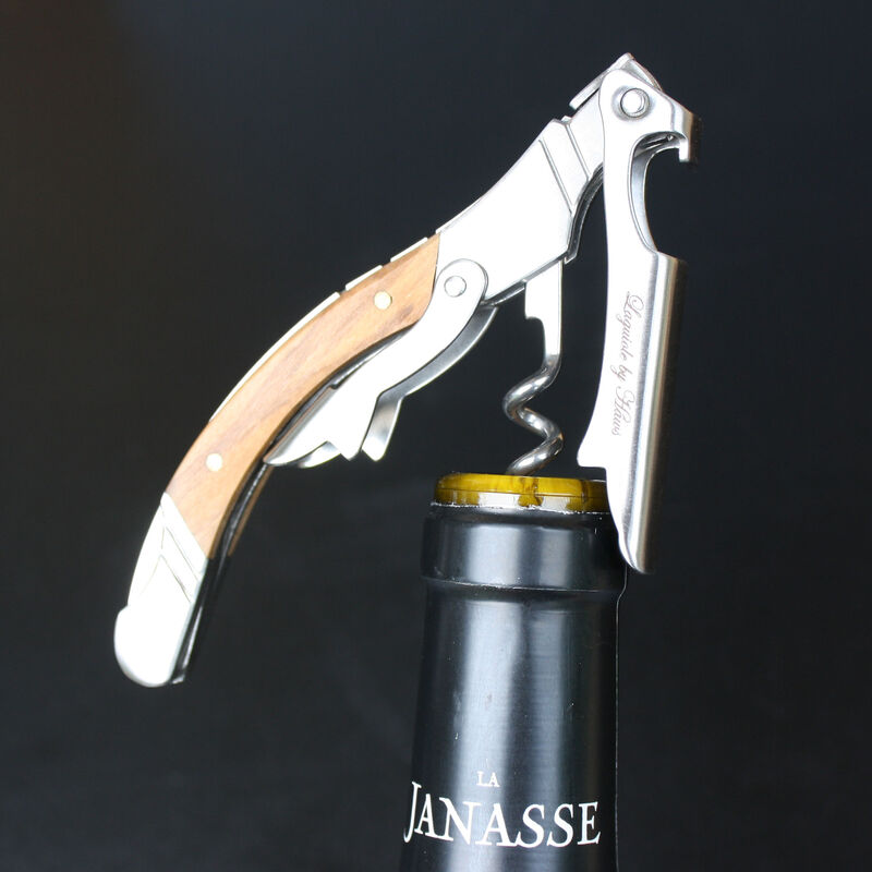 Vinöppnare i presentask, olivträ