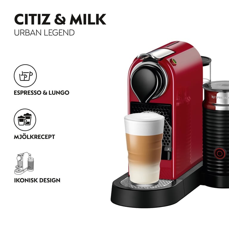 Citiz & Milk by Krups kaffemaskine, rød