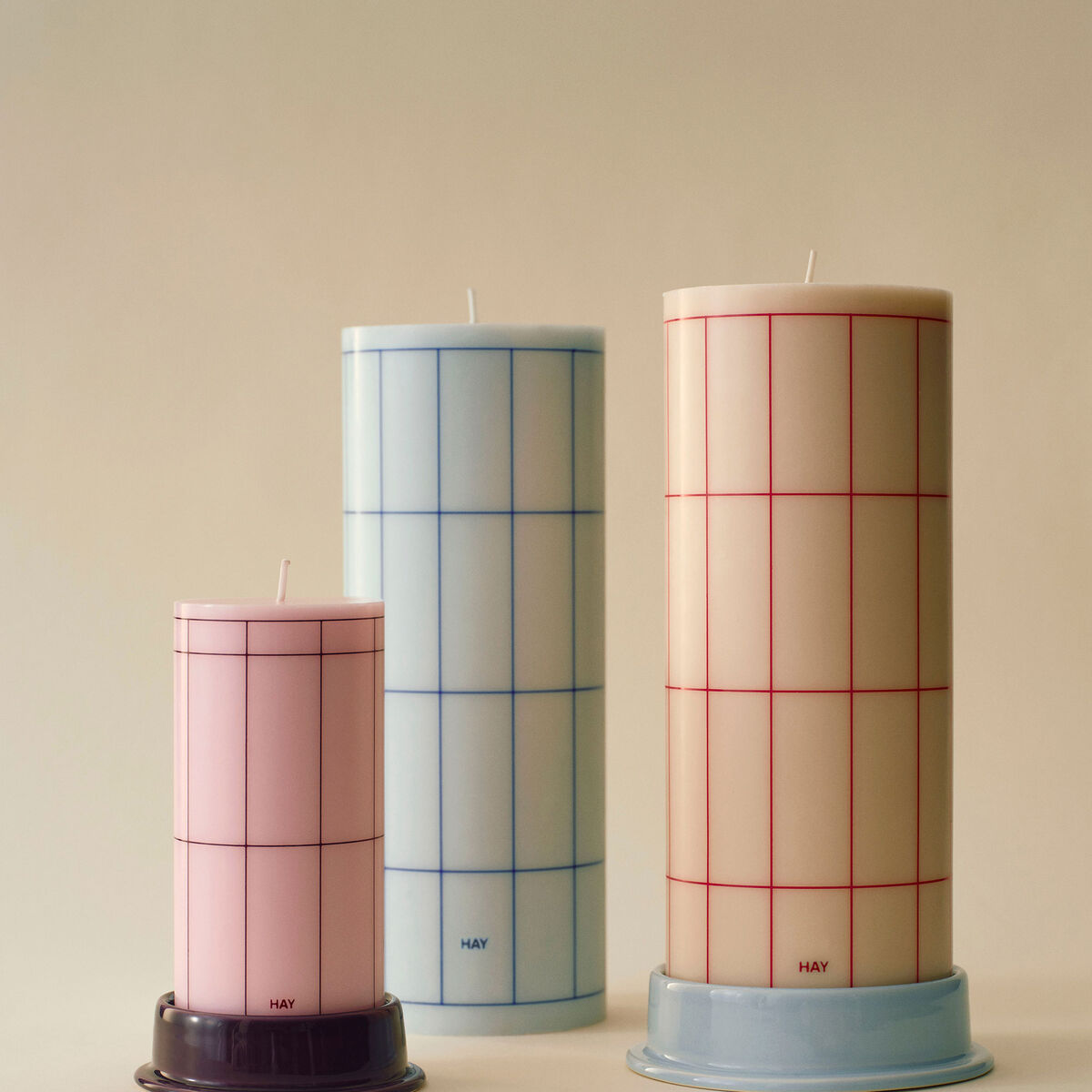 HAY blockljus medium, ljusrosa/röd/bordeaux/mörkblå